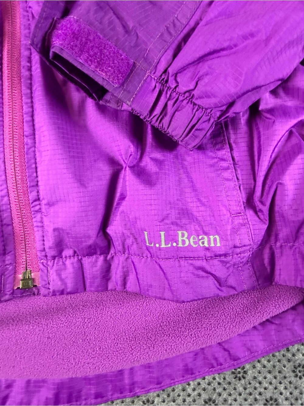 L.L. Bean Kids Purple Hooded Raincoat - Picture 3 of 10